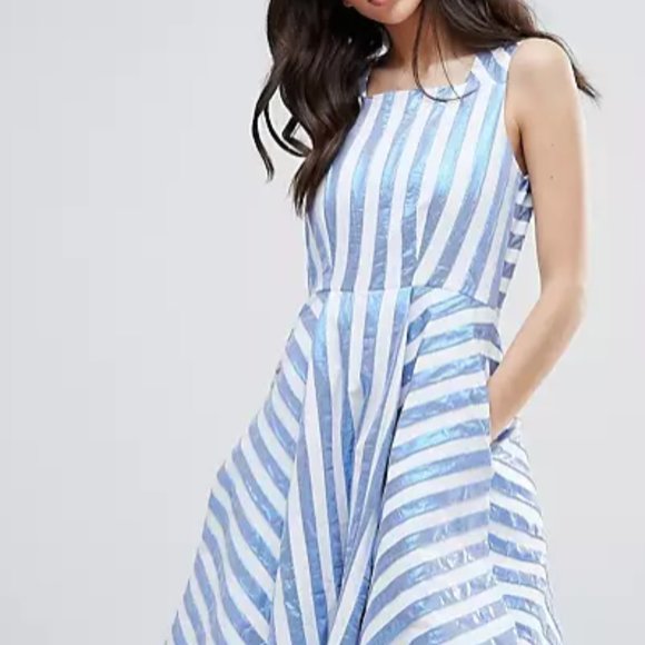 Closet London Iridescent Mermaid Stripe Dress - Picture 1 of 17